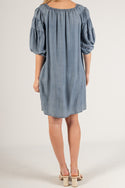 Tencel Off Shoulder Medium Wash Dress