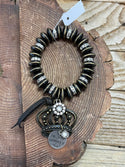 Stone + Bead Bracelet with Crown Dangle - Be You Bravely
