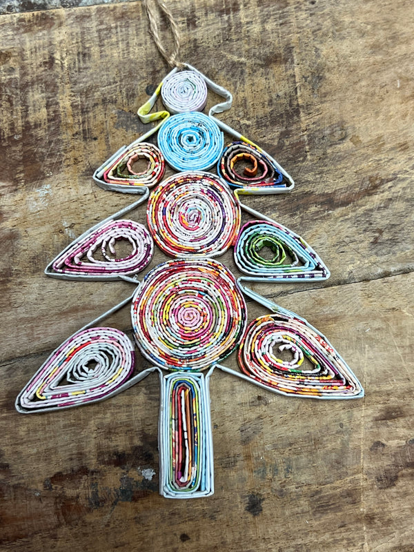 Christmas Tree Ornament - Made from Recycled Newspapers