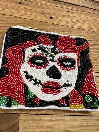 Beaded Coin Purse - Skull Candy