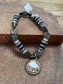 Stone Bracelet with All Who Wander Dangle