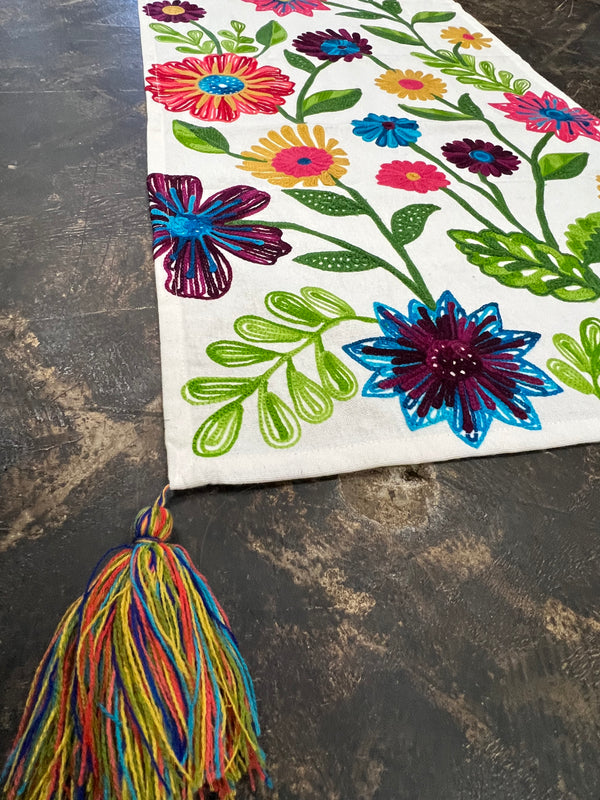 Flower Embroidered Runner