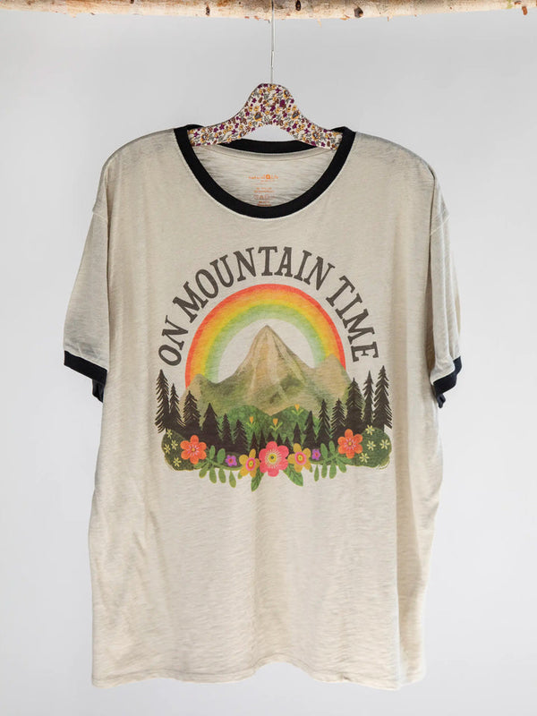 Ringer Oversized Tee Shirt - Mountain Time