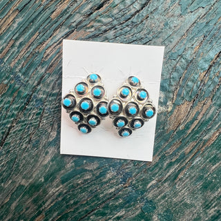 Turquoise Curved Cluster Stud Earrings
