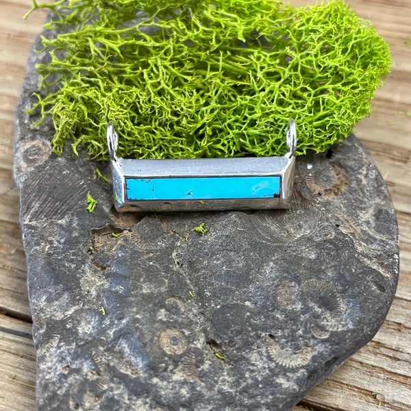 Silver and Turquoise Bar Pendant