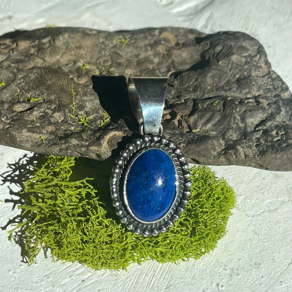 Silver and Lapis Round Pendant