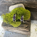 Small Silver Huggie Earring with Purple Spiny Oyster Inlay