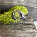 Small Silver Huggie Earring with Purple Spiny Oyster Inlay