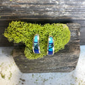 Silver Huggie Earring with Turquoise and Lapis Inlay