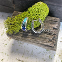 Silver Huggie Earring with Turquoise and Lapis Inlay