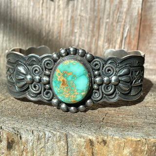 Happy Piasso Sterling Silver Cuff with Pilot Mountain Turquoise