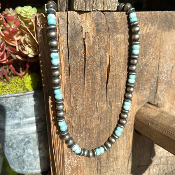 Navajo Pearl and Larimar Necklace