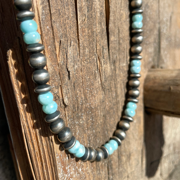 Navajo Pearl and Larimar Necklace