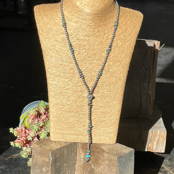 Silver Pearl Ranch - Turquoise Y Necklace