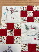 Cross Stitched Snowman - Quilt Table Topper or Wall Hanging