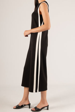 Butter Modal Black with White Border Contrast Jumpsuit