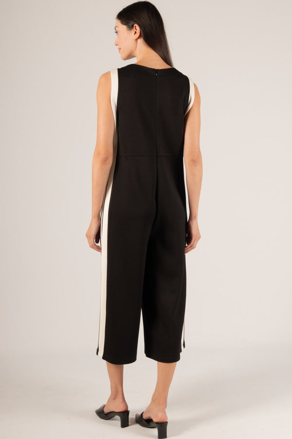 Butter Modal Black with White Border Contrast Jumpsuit