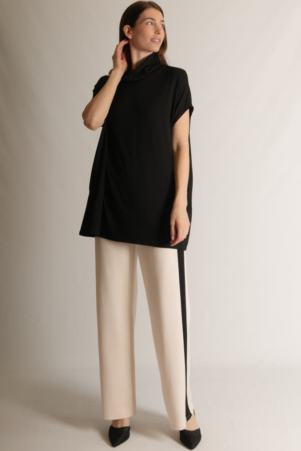 P. CILL Compressed Rayon Jersey Cowl Neck Tunic