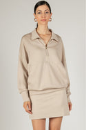 Butter Modal Zip Up Pullover - Taupe