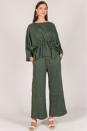 Linen Wide Leg Pants - Eden Green