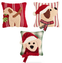 Mini Christmas Dog Hooked Pillows
