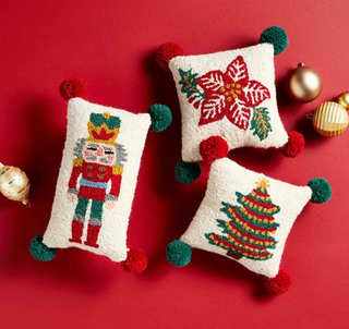 Mini Christmas Hooked Pom Pillows