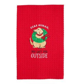 Embroidered Christmas Dog Towel