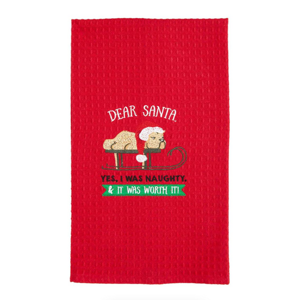 Embroidered Christmas Dog Towel