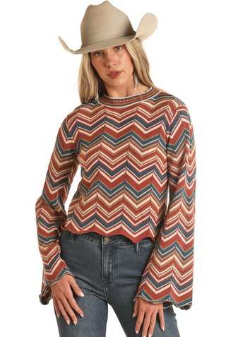 Panhandle - Zig Zag Bell Sleeve Sweater