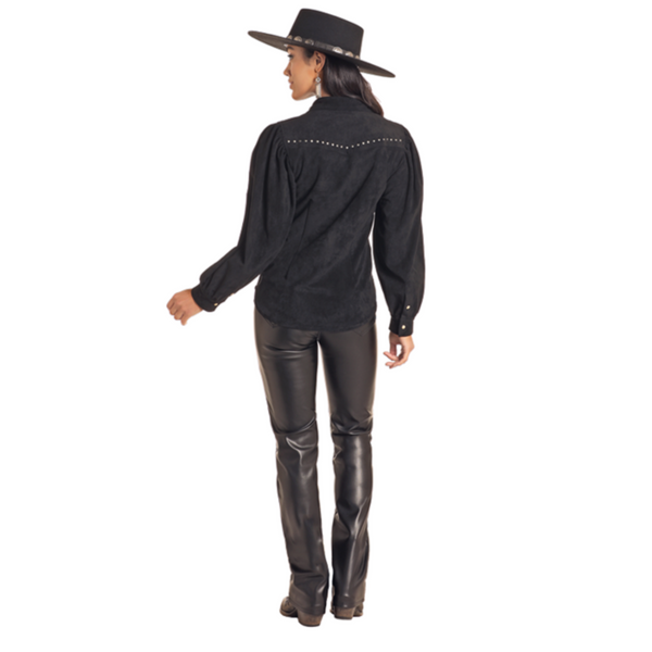 Panhandle Black Microsuede Snap Shirt