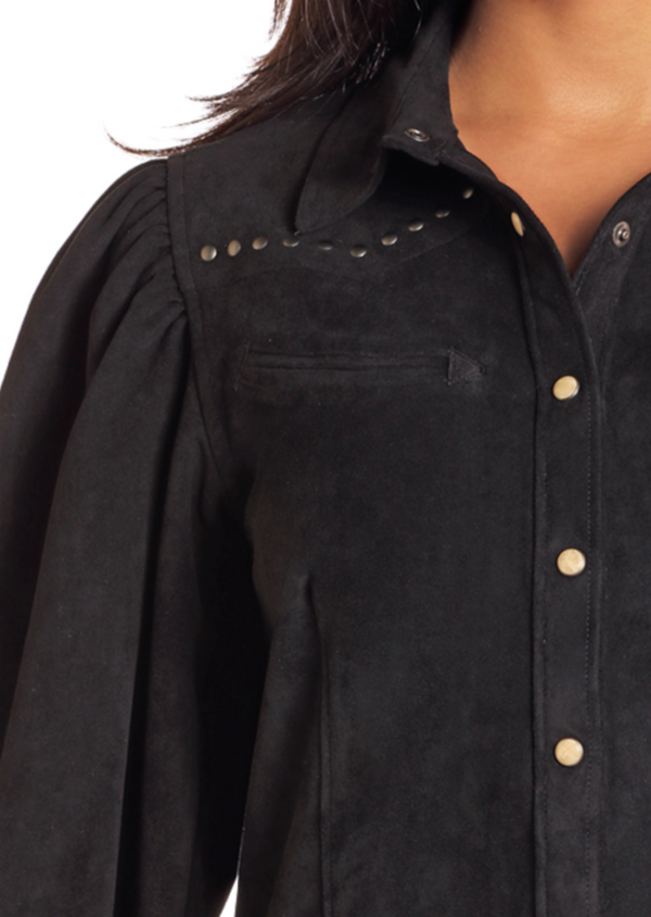 Panhandle Black Microsuede Snap Shirt