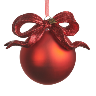 5.5" Red Ribbon Ball Ornament by Eric Cortina