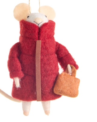 6" Puffer Coat Mice Ornaments