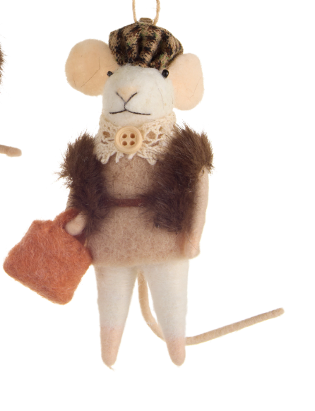 5.25" Beret Coat Mice Ornaments