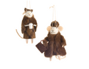 5.5" Fur Coat Mice Ornaments