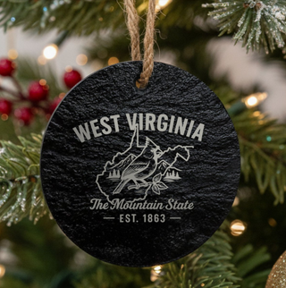West Virginia State Slate Ornament 4in
