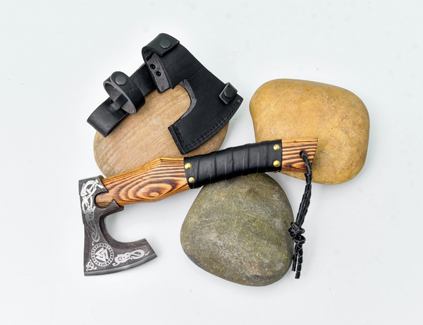 Small Hand-Forged Viking Axe with Wooden Handle & Leather Sheath by Titan AXE-C003