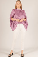 Lavender Satin Mock Neck Tie Top