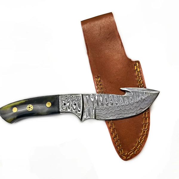 Damascus Skinning Gut Hook, Hunting Knife TD-221