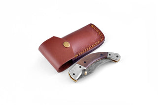 Damascus Steel Curved Utility Folding Knife By Titan TF-037