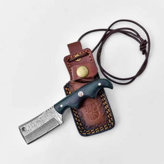 Damascus Steel Mini Cleaver Everyday Carry Neck Knife by Titan TK-404