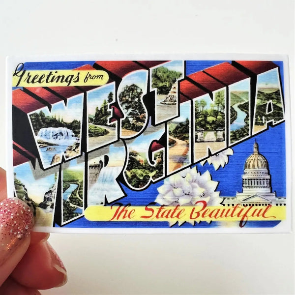 West Virginia Post Card Sticker