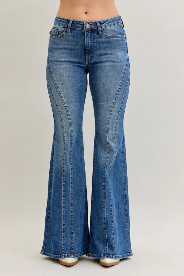 Judy Blue MR Jaqueline New Flare Double Angular Seam Jeans