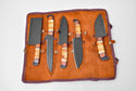 5 Piece Knife Set w/leather carry bag- Burnt bone handle