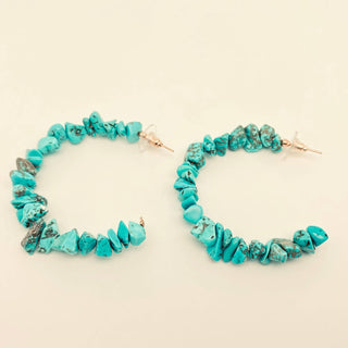 Bohemian Natural Stone Turquoise Gravel Beaded Earrings