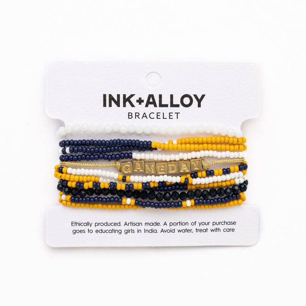 Bracelet Stack Game Day Navy + Yellow + White