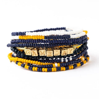 Bracelet Stack Game Day Navy + Yellow + White