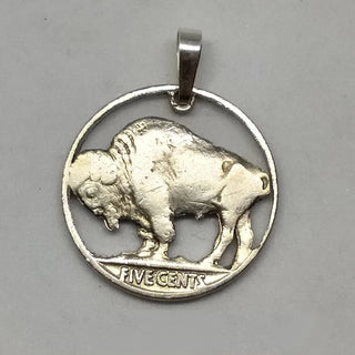 Buffalo Nickel Cut Coin Necklace Pendant