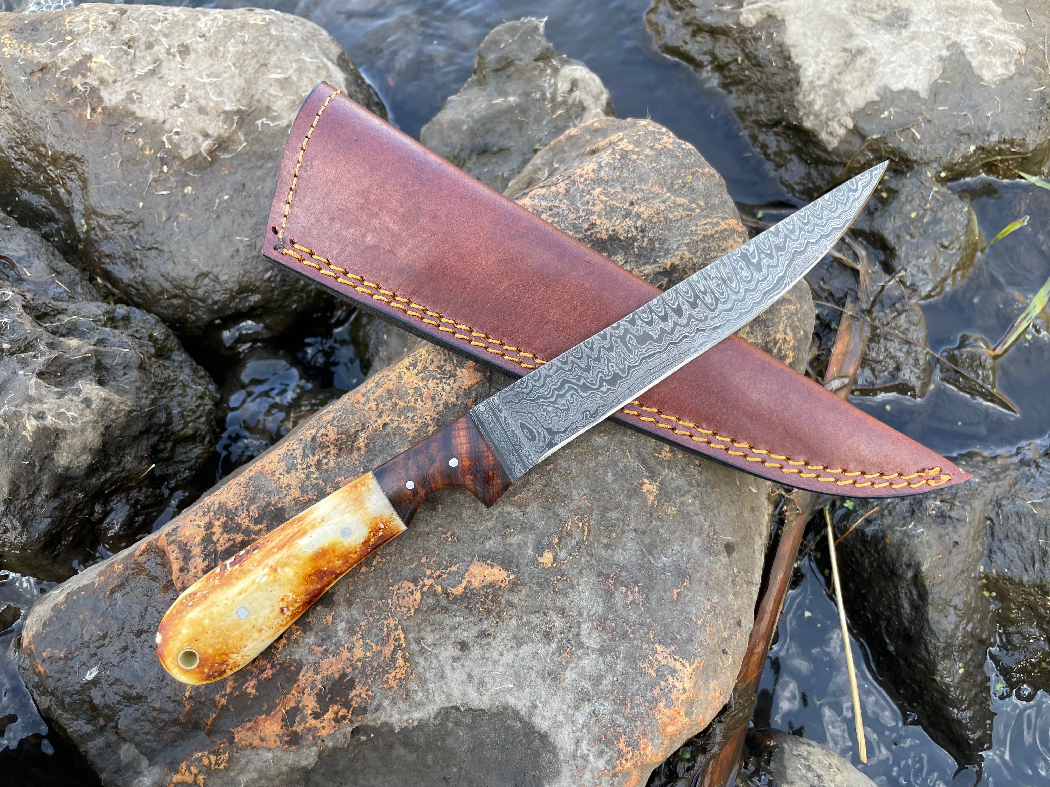 BONNING AND FLAYING KNIFE WITH HIGH CARBON LADDER DAMASCUS | Barnwood ...