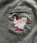 Mother Clucker Embroidered Fuzzy Chicken Pocket Comfort Color Tee